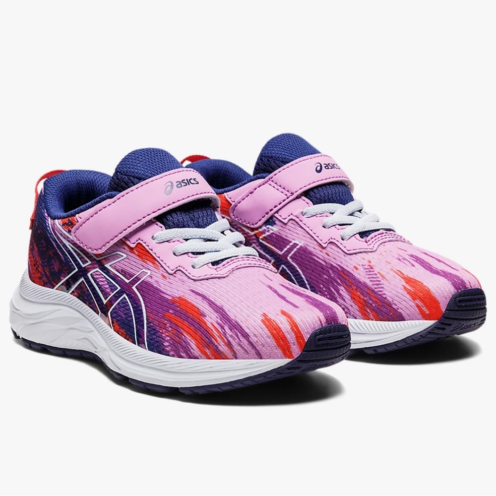 Asics Kids' PRE NOOSA TRI 13 PS Glow/Soft Sky Pink/Purple/Red Sneaker   12. NWT